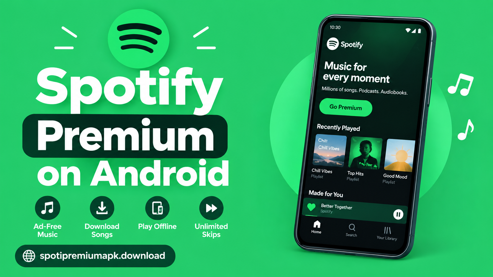 Spotify Premium on Android with offline listening and app features